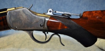 Receiver, Lever, Tang Sight, Single Set Trigger, and Pistol Grip Detail