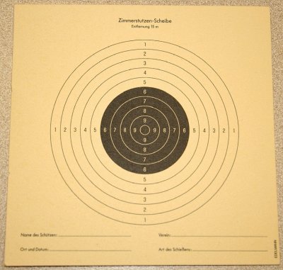Zimmerstutzen Target for 15 Meters, 10 ring is 5/32 or 0.15625 in diameter