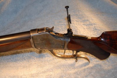 Detail:  Left Side of Receiver Showing Lever and Pistol Grip of Stock