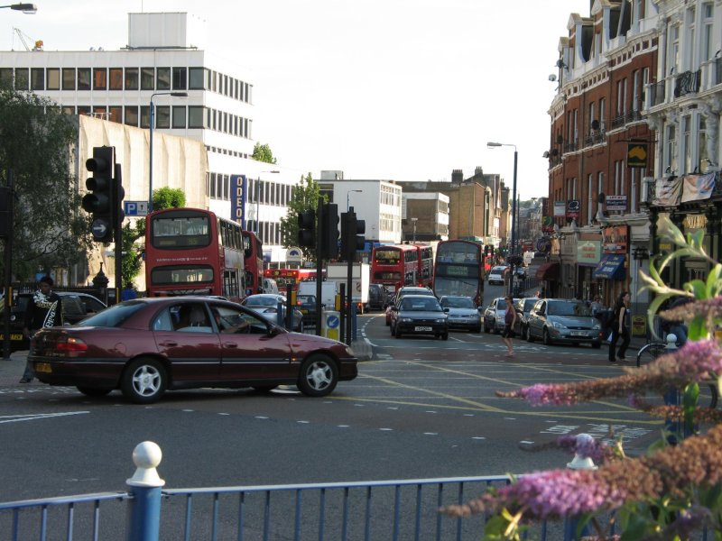 Putney High Street, looking south from Putney Bridge.