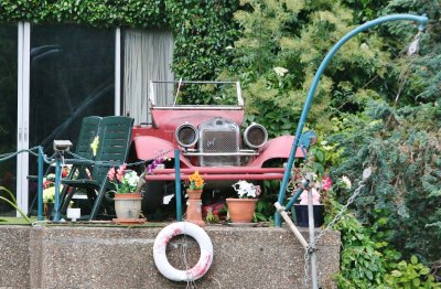 Parked in the front garden.