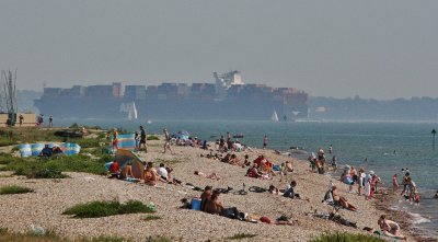 Container ship leaving the Solent