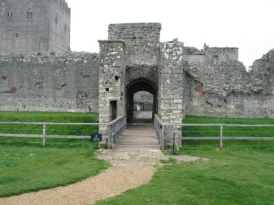 Looking in over drawbridge.