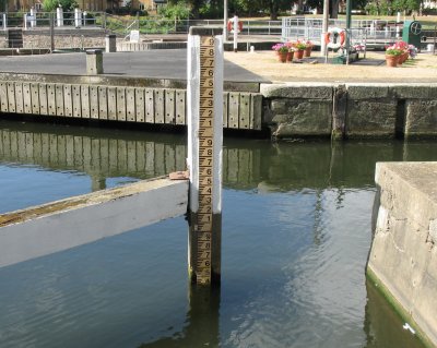 Depth guage at top of lock.