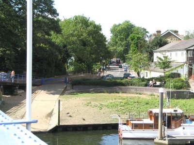 Looking up Ferry Road from the bridge.