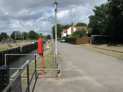 The towpath beside the locks.