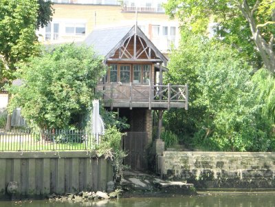 Lovely old boathouse opposite the lock.
