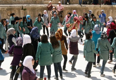 girls dancing at Jerash