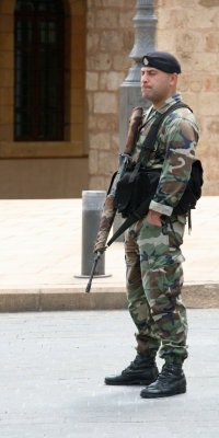 Lebanese Army soldier downtown
