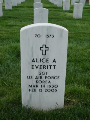 Grave of Alice Everitt, mother of my Brother-in-law. Arlington Cemetery, Virginia