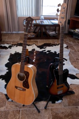 Guild G37 and Modified Jaguar bass