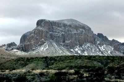 A MOUNTAIN WITH SNOW IN BIG BEND....