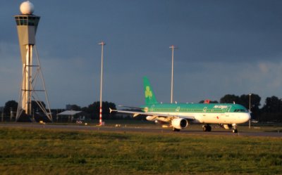 Aer Lingus A321 Ready for TO under Stormy Sunrise