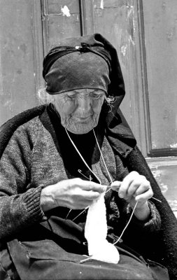 Old Woman Knitting