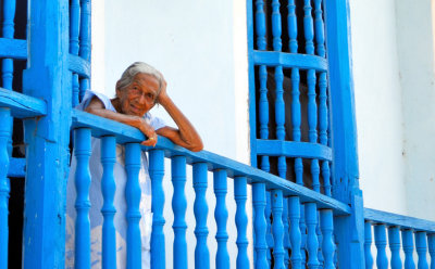 Typical Hispanic Old Ladies Sport: At The Window!...