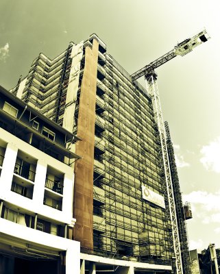 New apartment buildings.
