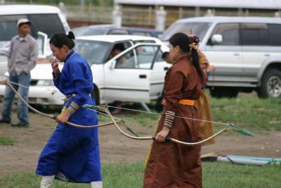 Archers practising for Naadam