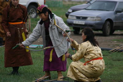 Archers practising for Naadam