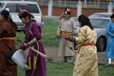 Archers practising for Naadam