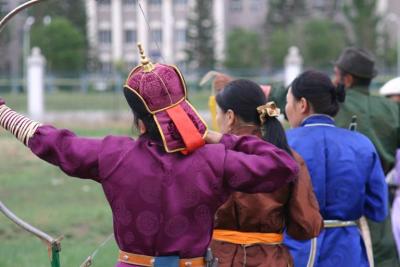 Archers practising for Naadam