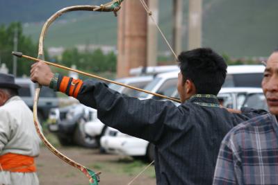 Archers practising for Naadam