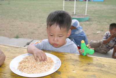 This little boy liked the dried curds - I didn't!