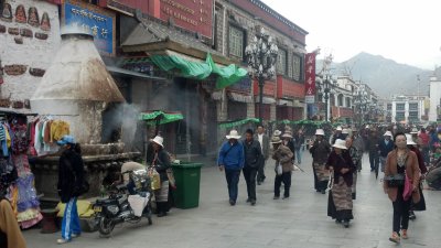 Barkhor Kora, a 1km circular walk for pilgrims and locals around the sacred Jokhang Temple