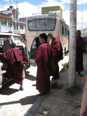 Monks hittin' the road in a mini-van