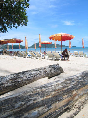 Patong Beach with it's powder brown sand.