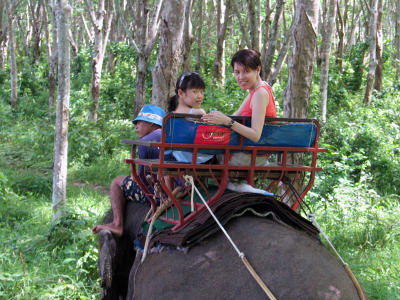 Usually, 2 persons can go on 1 elephant.