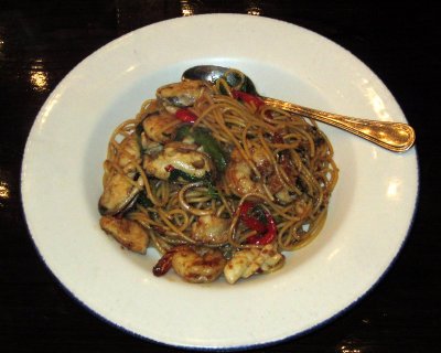 Spicy seafood spaghetti at Hard Rock Cafe
