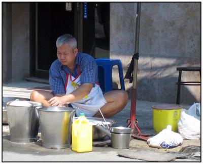 Cleaning lunch dishes