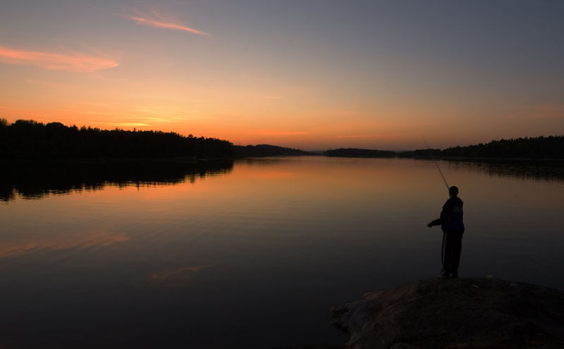 Ladoga lake, the fisher