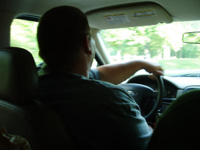 Mark driving us to supper