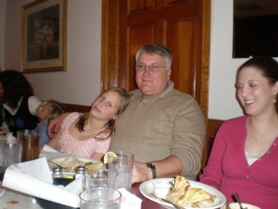 Saturday night dinner at greek resturant, Kimberly, Randy and Leah
