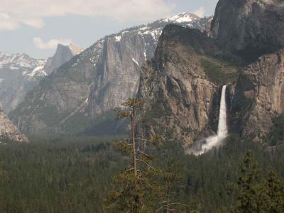 Bridalveil Waterfall with Half Dome in Distance