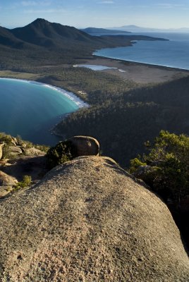 View of Wineglass Beach, Hazards Beach and Mt. Freycinet from Mt. Amos