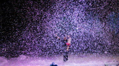 Bubble snow falling down