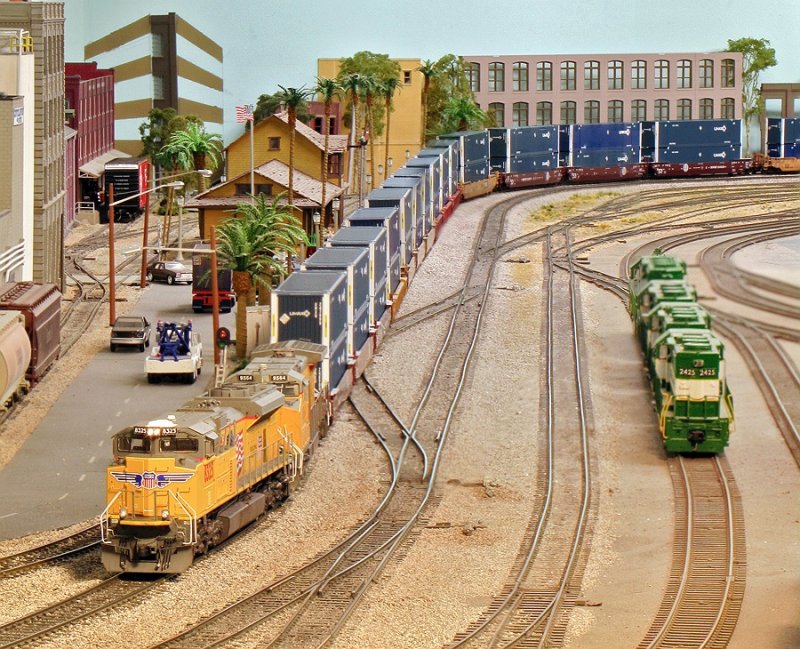 UPs UMAX repo train passes Norwalk Junction.