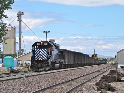 MRL work train rolling along the siding at Townsend