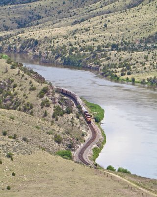 Loaded grain train along Lombard Canyon.