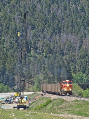 BNSF 5815 leading an empty coal train over the soon to be replaced Bridge 10 near Elliston.