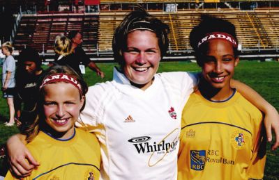Lauren with National Team Goalkeeper Erin McLeod - 2003