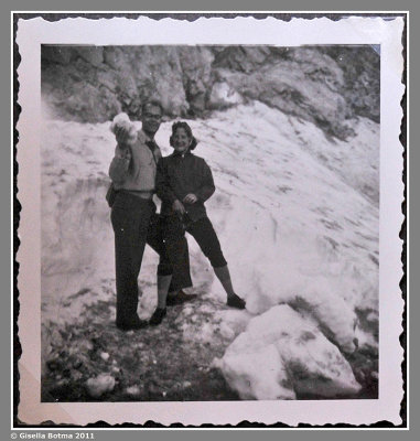 on a glacier, with my mother