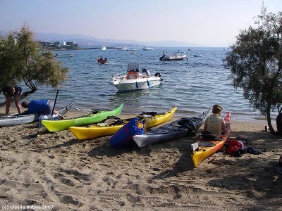 packing our kayaks at the start of our trip