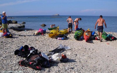 Unpacking our kayaks