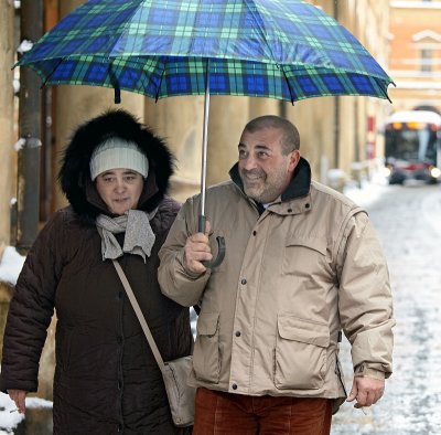 Couple under an umbrella