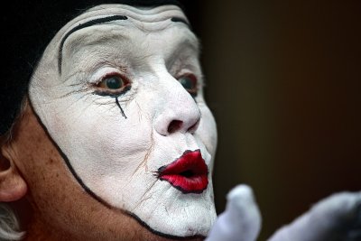 Clown with a white face