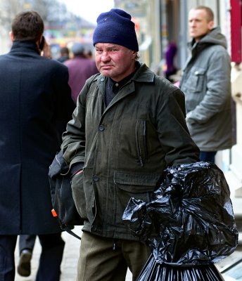 Man with a plastic bag