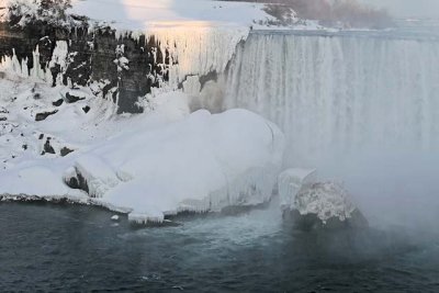 Ice encroaching on the Canadian Falls
